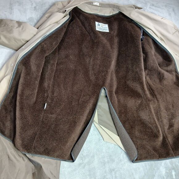 London Fog Trench Coat Mens 46R Khaki Belted Double Breasted Button Vtg USA Made - Picture 6 of 16